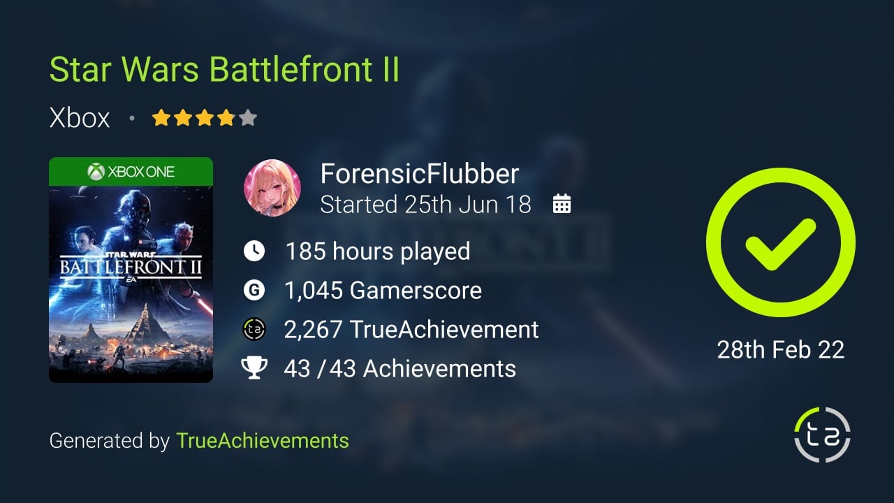 Star Wars Battlefront II achievement summary